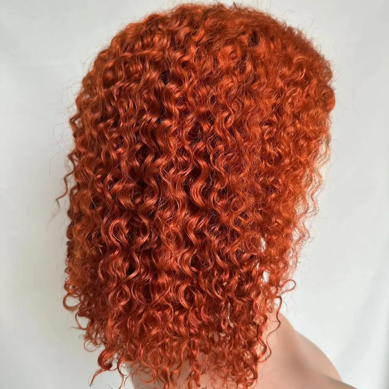 MDL Remy Human Hair 13x4 HD Lace Front Frontal Short Jerry Curly Curl Bob Wig for Women Pre Pulcked Ginger Orange 350# Glueless