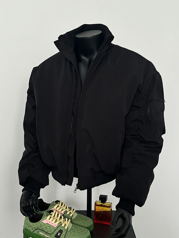 

American Style MA1 Flight Jacket Cotton Coat Men's Winter Trainer Short Outerwear Cleanfit Cotton Clothes Standard Fit Outdoor