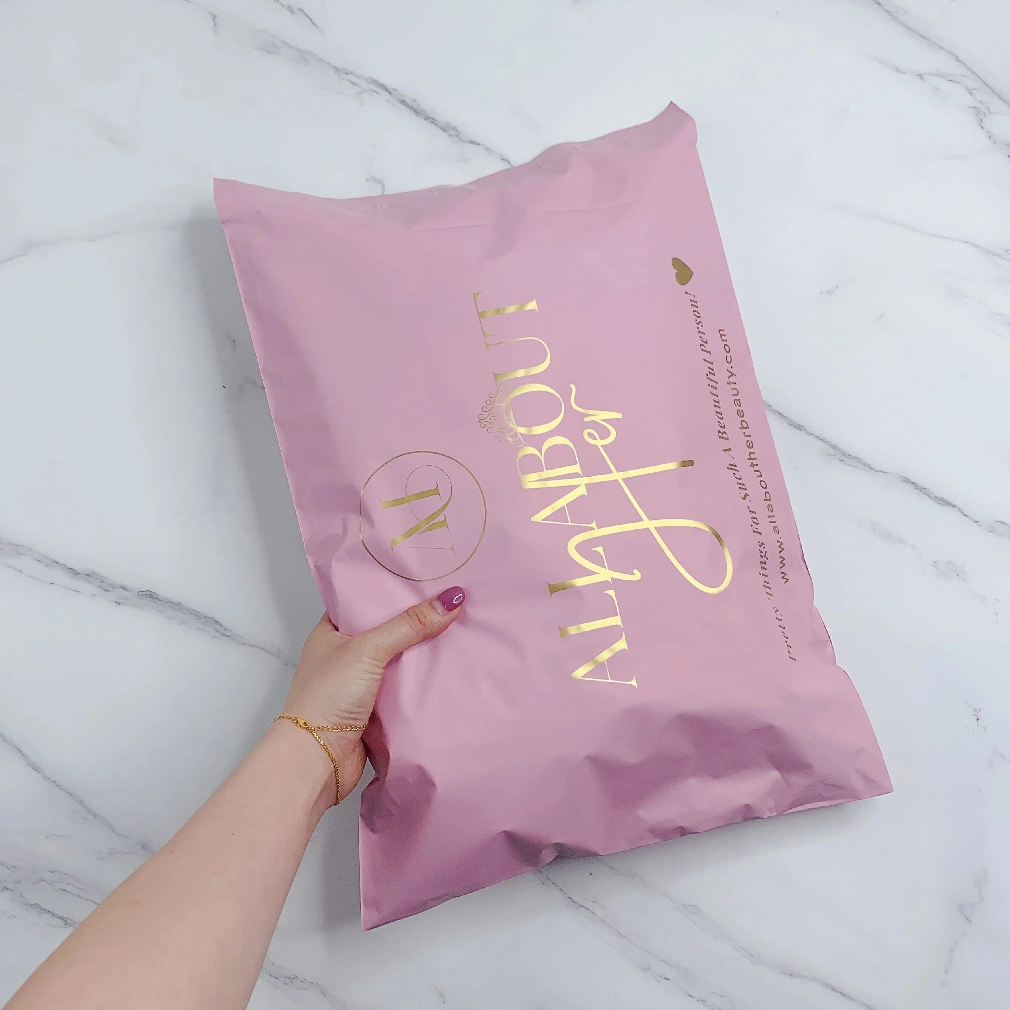 biodegradable matte pink custom shipping bags poly mailer bags courier bags with logo for clothing