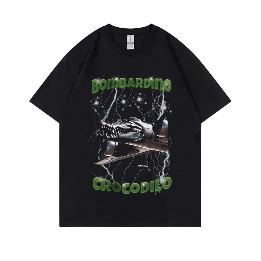 

Hot Sale Bombardiro Crocodilo Funny Crocodile Plane Bomber Meme Graphic T Shirts Men Hilarious Humor T-shirt Man Cotton T-shirts