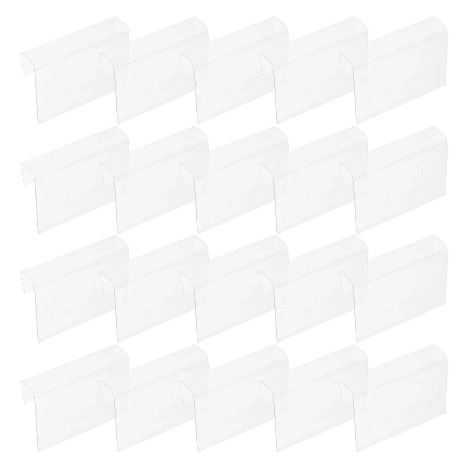 

50pcs Shelf Signboard Clip-on Labels Holder Clear PVC Holders for Pantry Retail Storage Bins Rotatable Edge Price Tag Clips