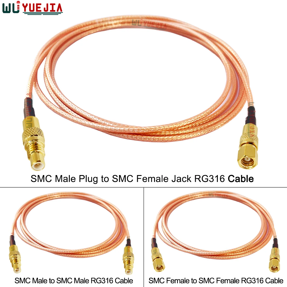 0.1~20 Meters 50 Ω RG-316 SMC Male Plug to SMC Female Jack Coaxial RF Cable High Temperature Resistant Antenna Extension Wire