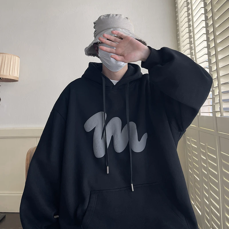 

American Sle Retro Hoodie Men's Spring Autumn Loose Casual Oversize Heavyweight Jaet Printed Loose Top for Youth