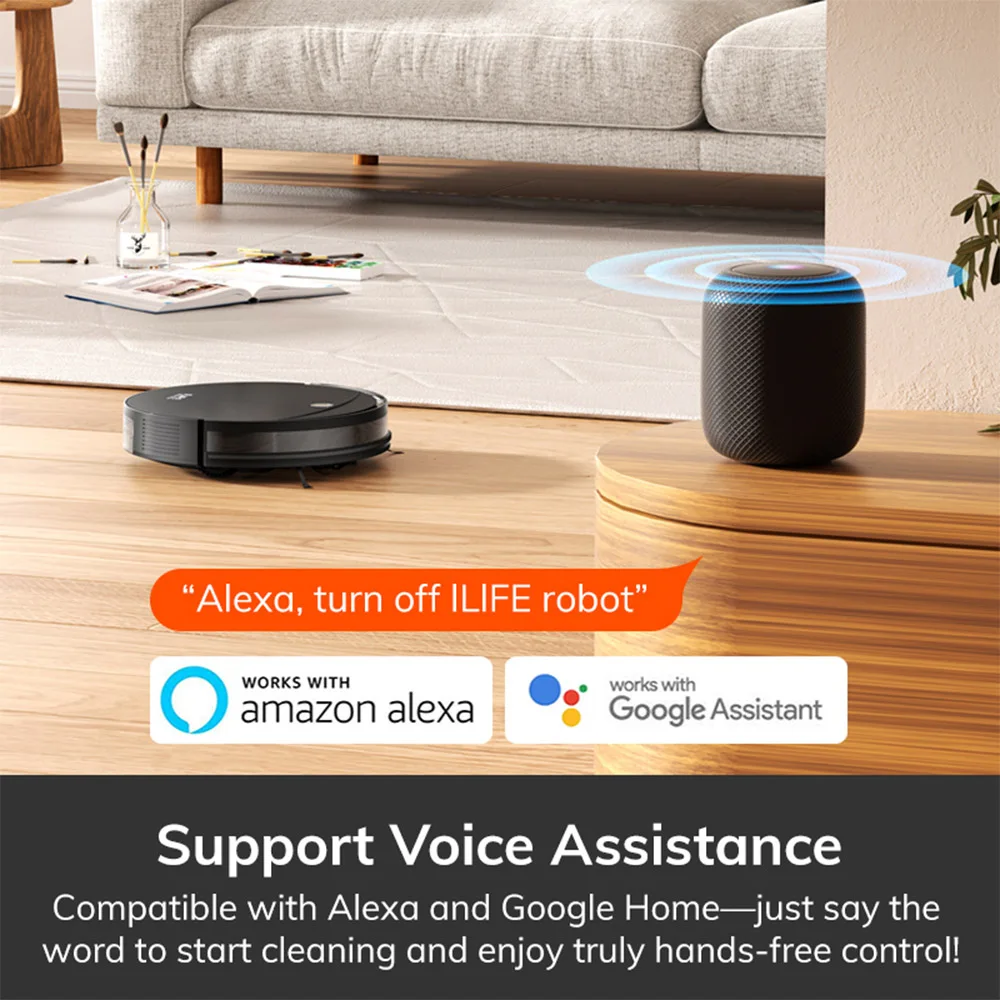مكنسة كهربائية روبوتية ILIFE V10، شفط 5000 باسكال، ملاحة جيروسكوبية، وقت تشغيل 120 دقيقة، شحن ذاتي، 2.4 جيجا واي فاي، تطبيق، أليكسا وجهاز تحكم عن بعد #5