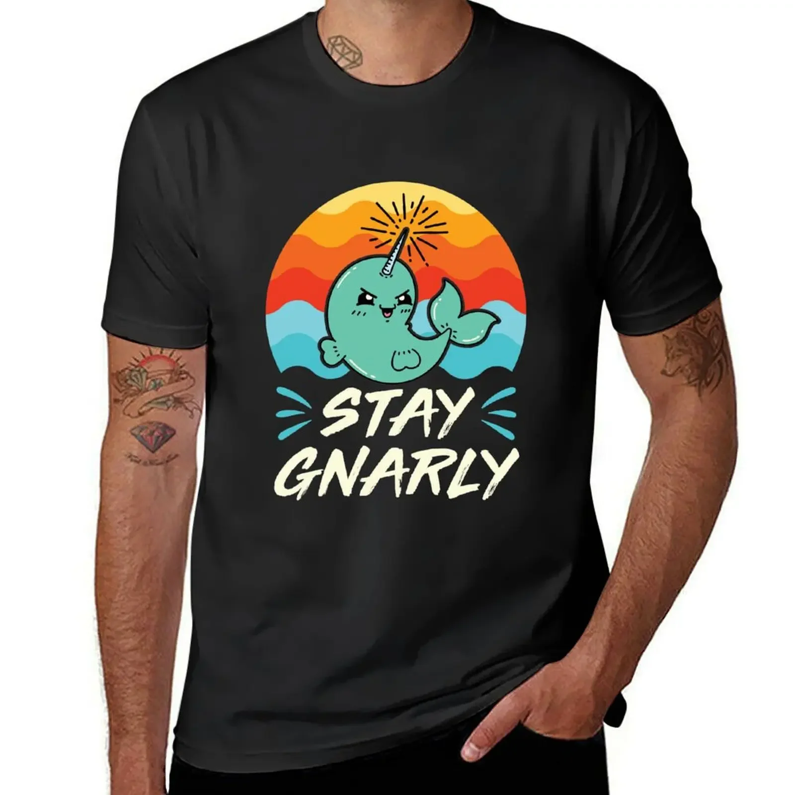 Stay Gnarly Cute Narwhal Lover T-Shirt vintage t shirts graphics oversized t shirt men