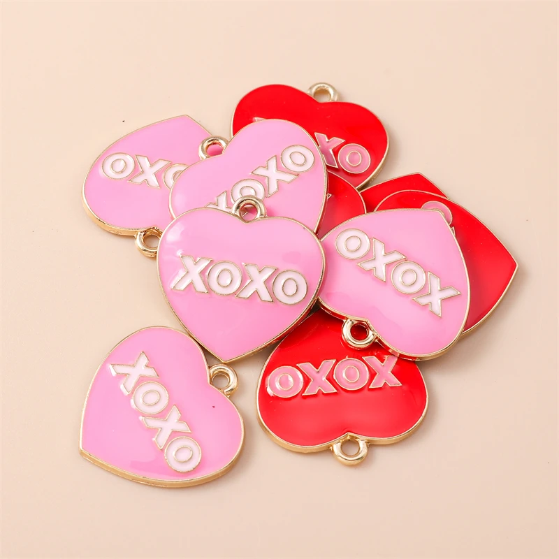 

20pcs 21x21mm Cute Enamel Love Heart Charms Pendants for Jewelry Making Earrings Necklaces Bracelets Accessories DIY Crafts Gift