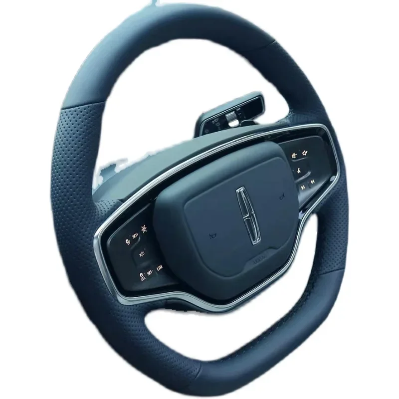 

For Lincoln Z DIY Steering Wheel Cover Leather Hand Sewn Handle Cover