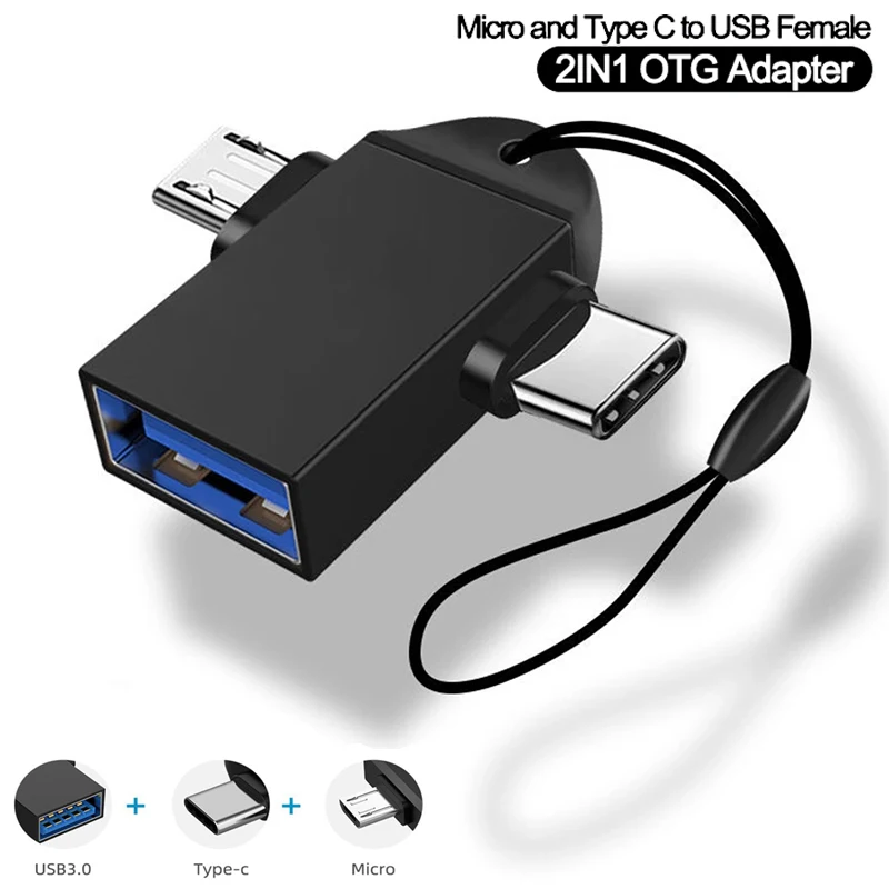 Für Android Typ-C 2-in-1 OTG Adapter Otg Typ C Kabel Für Xiaomi Tablet Festplatte Flash U Disk Aluminium Legierung USB Maus