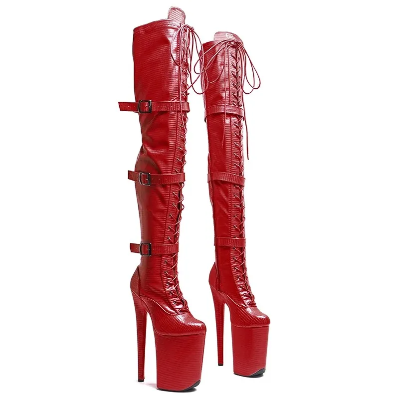 New 23CM/9inches Patent Upper fashion lady High Heel platform Pole Dance Shoes Over-the-Knee Modern Boots