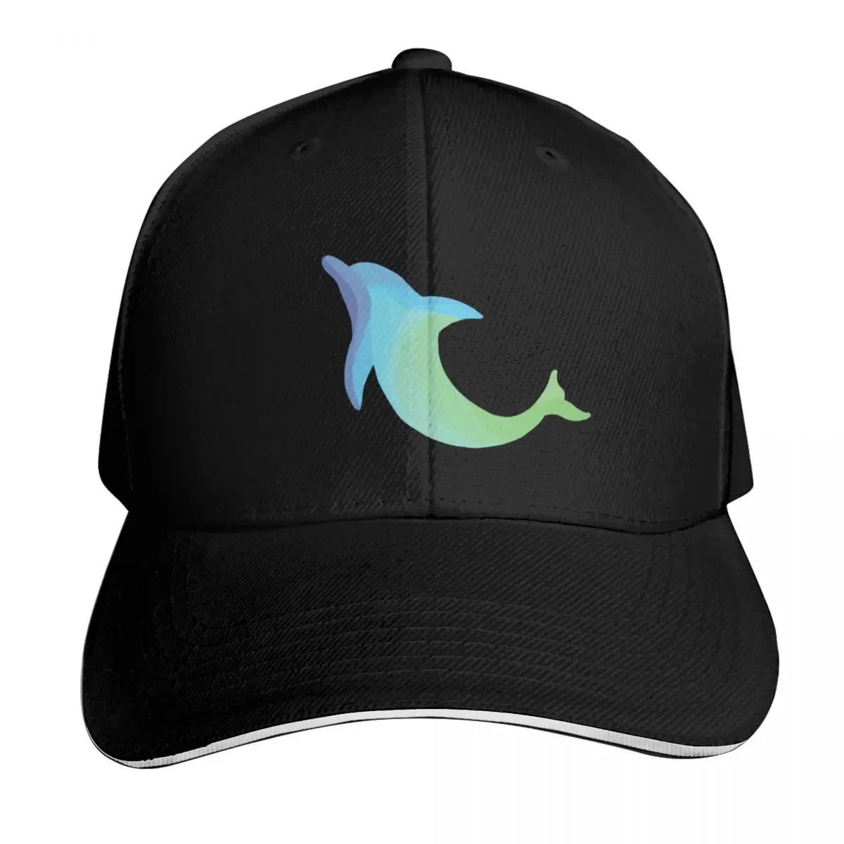 Colorful Jumping Rainbow Dolphin Baseball Cap Streetwear Hip Hop Trendy Vintage Retro Embroidered Lightweight Packable