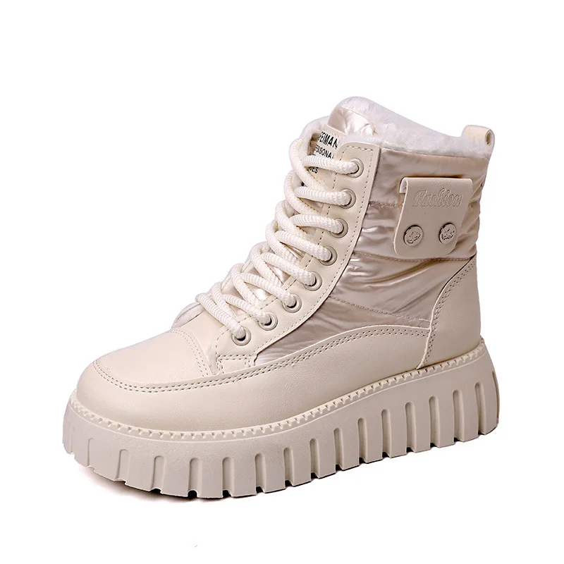 

Winter Thickened High Top Snow Boots Women's Trendy Fleece Lined Cotton Casual Shoes Ins Warm Round Toe Embroidered Casual Shoes