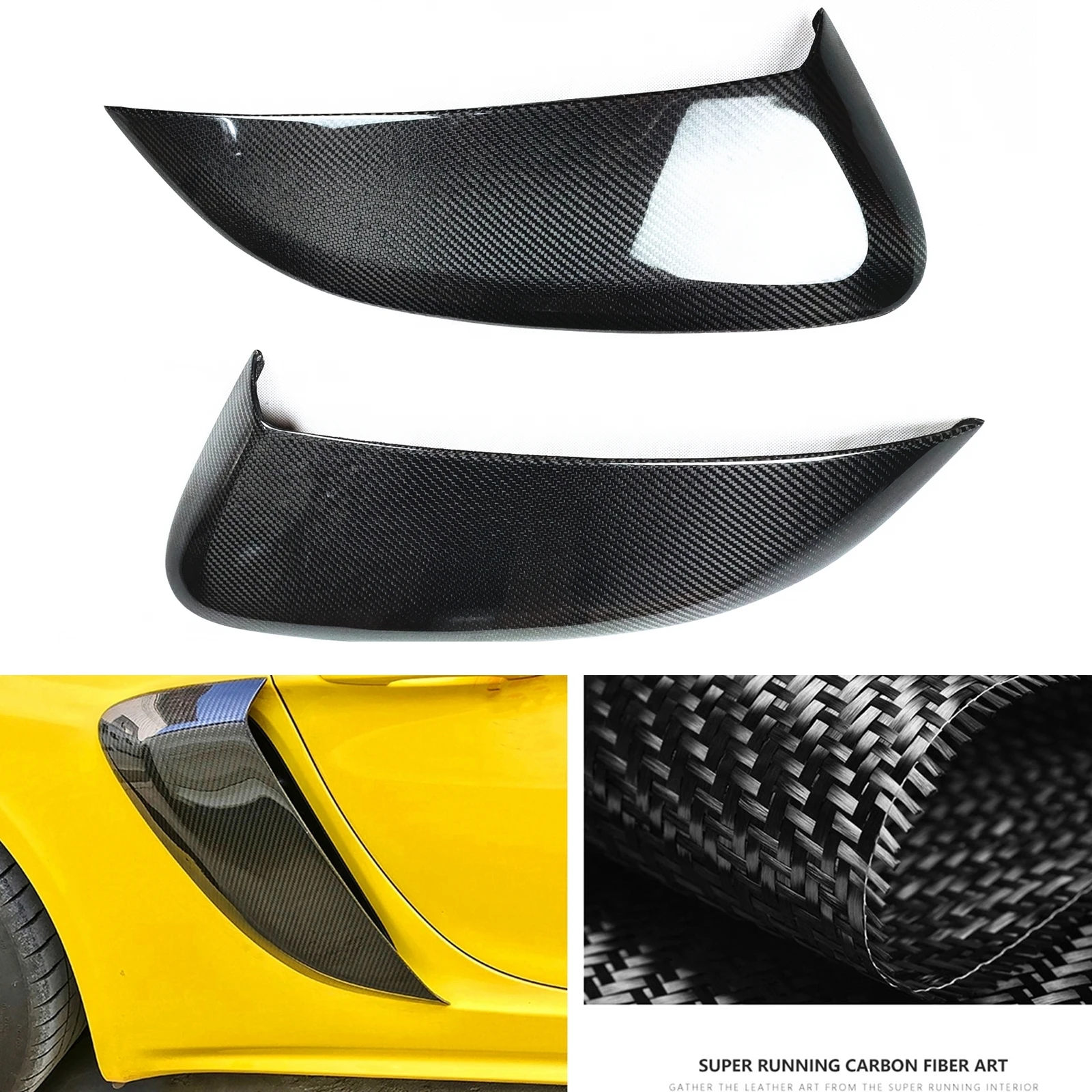 Front Side Air Vent Canard Intake Cover Skirt Trim Fender Splitter For Porsche 718 Boxster Cayman 2016 2017 2018 2019 2020