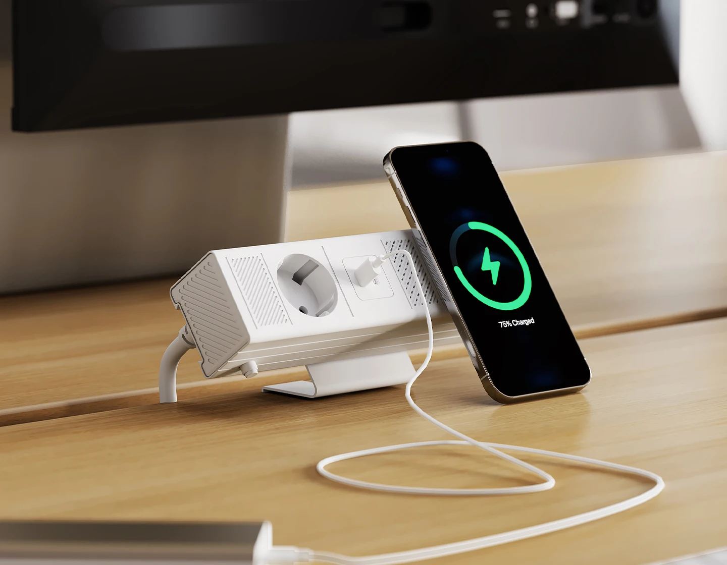 5pcs 65W All-in-One European Outlets Desk Power Strip 2 USB-A 1 USB-C Ports 16A Rated Current for Multi-Device Charging