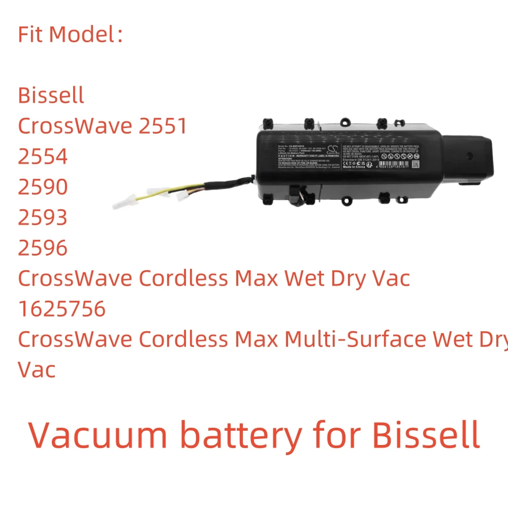 

Li-ion Vacuum battery for Bissell,36.0V,2500mAh,CrossWave 2551 2554 2590 2593 2596 CrossWave Cordless Max Wet Dry Vac 1625756