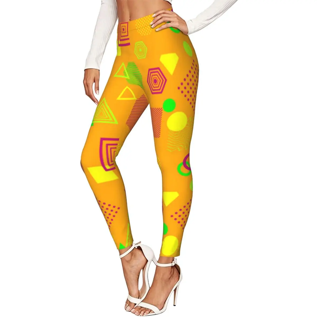Abstract Memphis Style Women Stretchy Leggings High Elastic Comfortable Fitness Yoga Pants