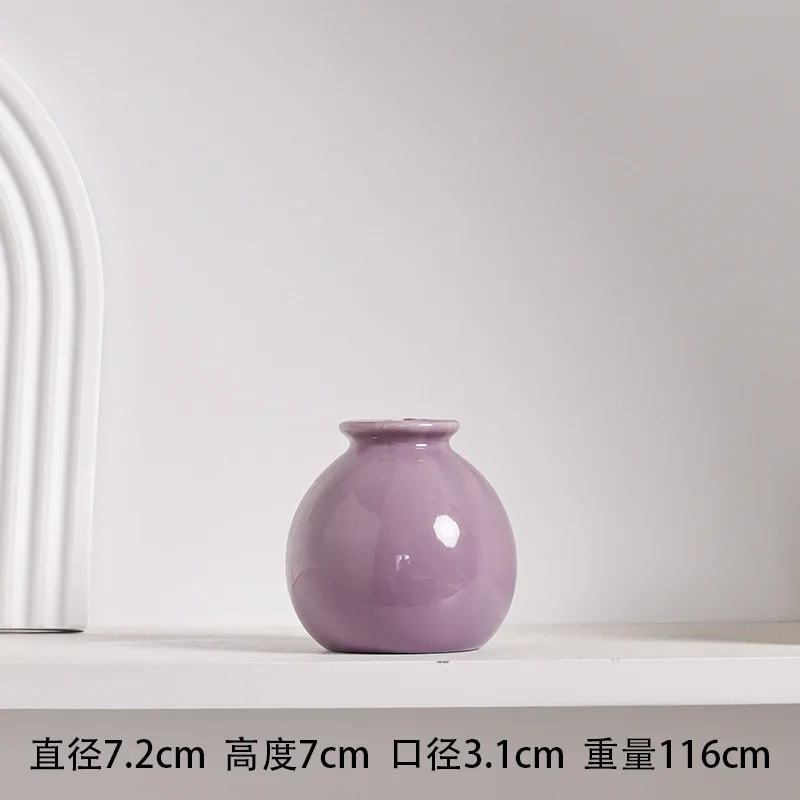 Purple Ceramic vase ins simple Japan home porch decoration soft mounted dry flower vase Flower cultivation apparatus porcelain