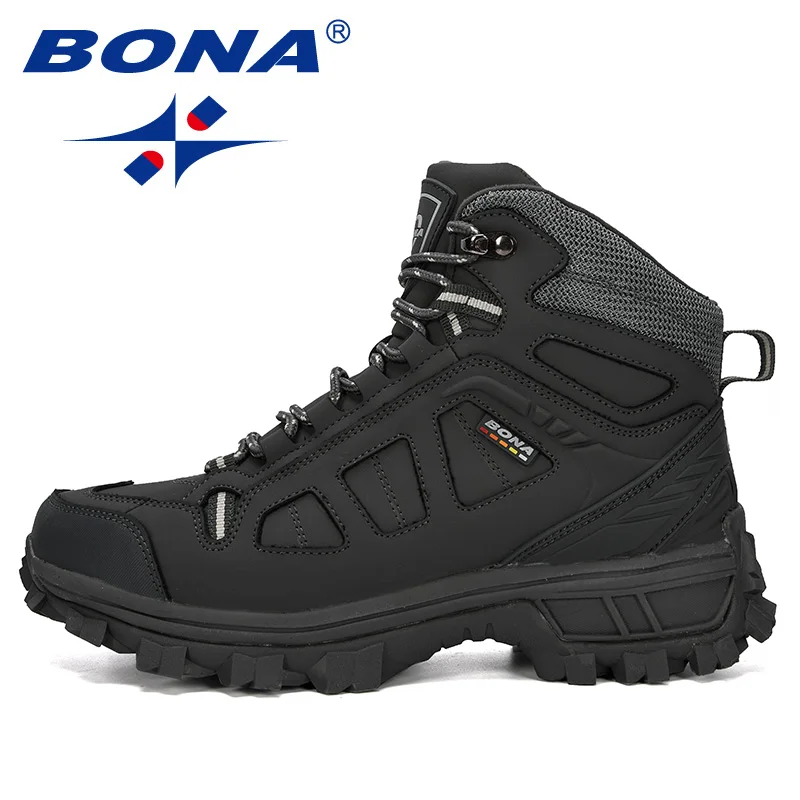 BONA 2023 New Designers Fashion Ankle Boots Men Winter Trekking Mountain Hiking Boots Man Rubber Anti-Slip Plush Warm Snow Boots