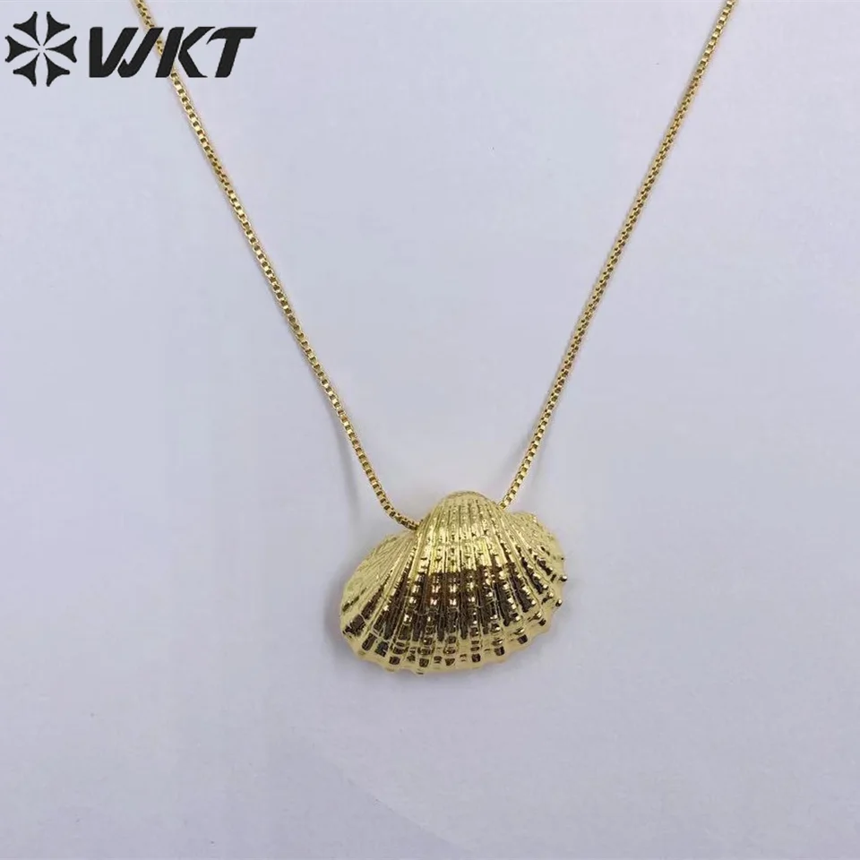 

WT-JN235 Wholesale Newest Fashion Flash Fan Shell Design 18k Chain Gold Plated Exquisite High Quality Necklace