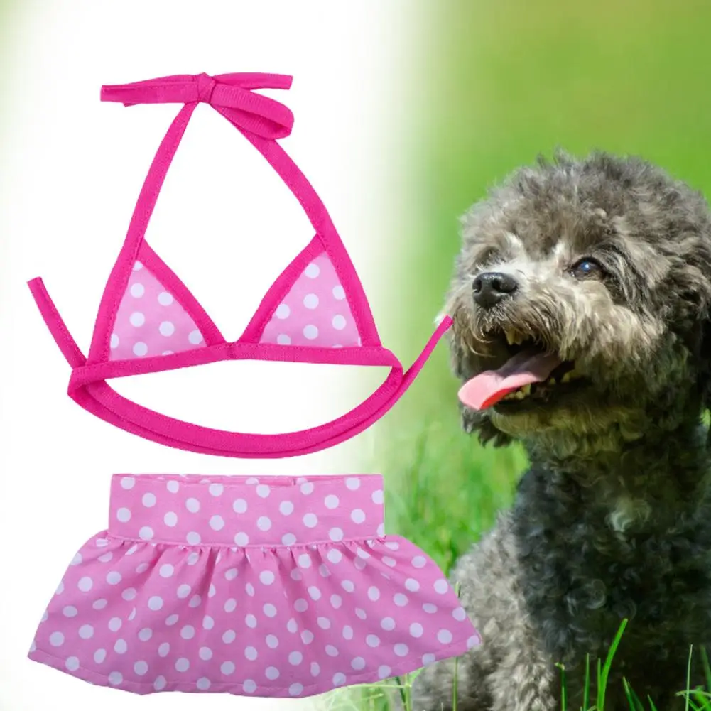 1 zestaw Bikini dla psa taśma mocująca wygodne, przezroczyste nadruki w letnie ubranie dla psa Bikini w stylu letnim dla małych psów XS-L
