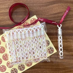 48pcs Wedding Bubble Stick White Love Tube Bubble Small Bottle Mini Bubble Atmosphere Gift Handheld Gift Happy Word Bubble