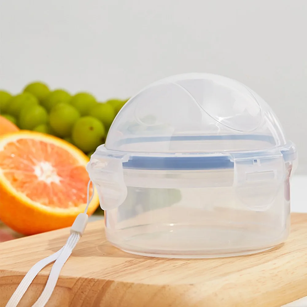 Reusable Fruit Preservation Box Clear Apple Storage Box with Lid Plastic Circular Sealed Box Food Saver Box for Refrigerator