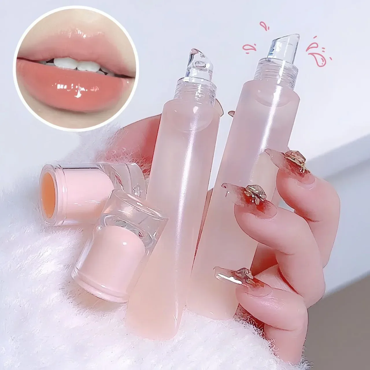 Kristall gelee Lippen öl plump ing Gelee Lip gloss dauerhafte feuchtigkeit spendende transparente Lipoil Balsam lang anhaltende Glow Oil Lippen pflege Werkzeug