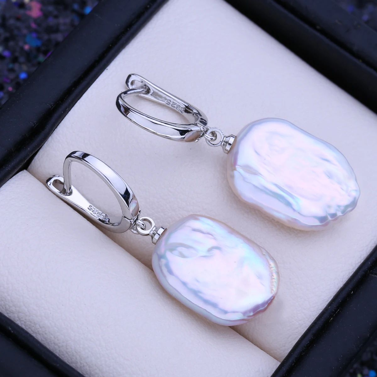 FENASY Natural Freshwater 12-16mm Big Baroque Pearl Jewelry Sets Silver Color Fashion Party Pendant Necklaces Drop Earrings Ring view 3