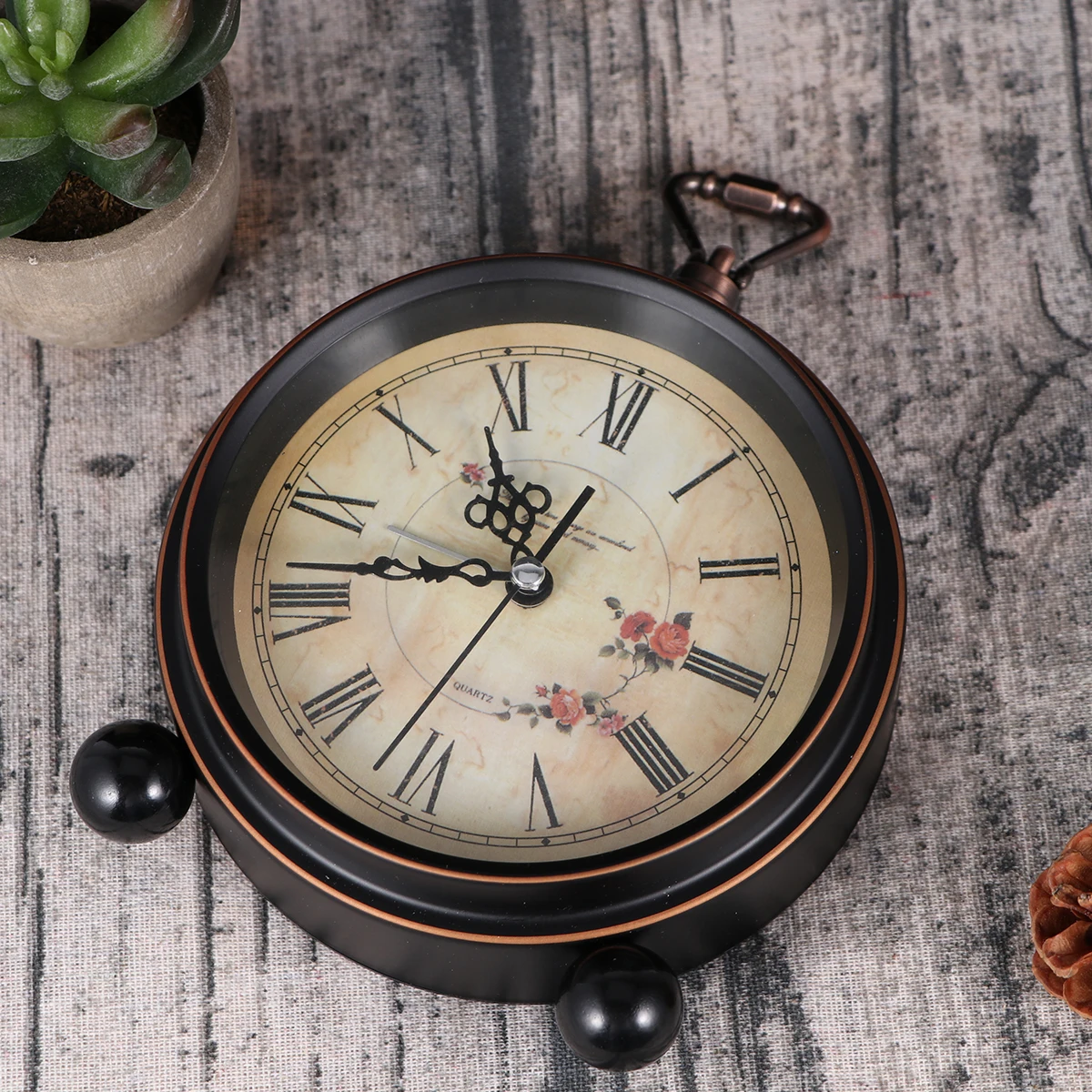 

European Style Retro Alarm Clock Vintage Rustic Silent Non-Ticking Desk Wall Wall Clock Accurate Quartz Movement