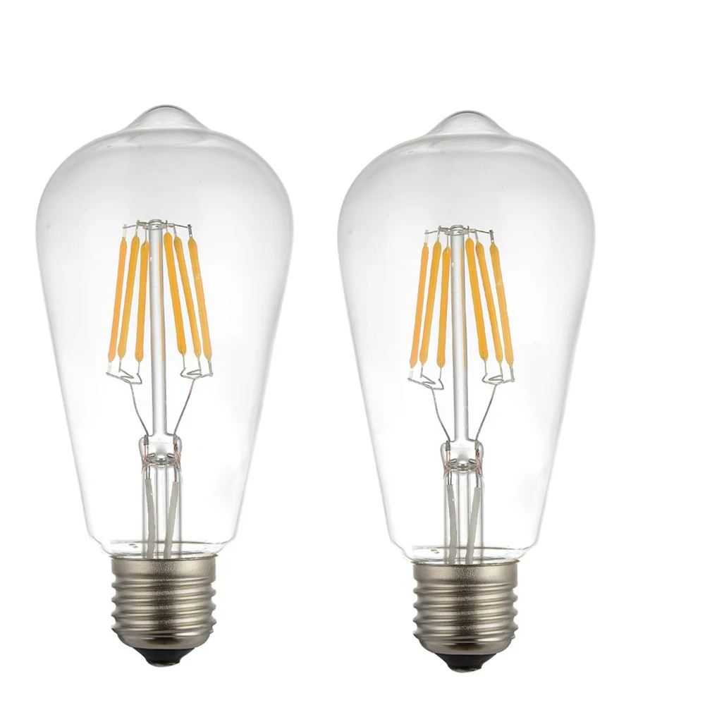 

2PCS 6W ST64 Vintage Led Filament 85-265V E26/E27 Edison Bulb 2300k Warm White 600lm Equal to 60w Incandescent Bulb