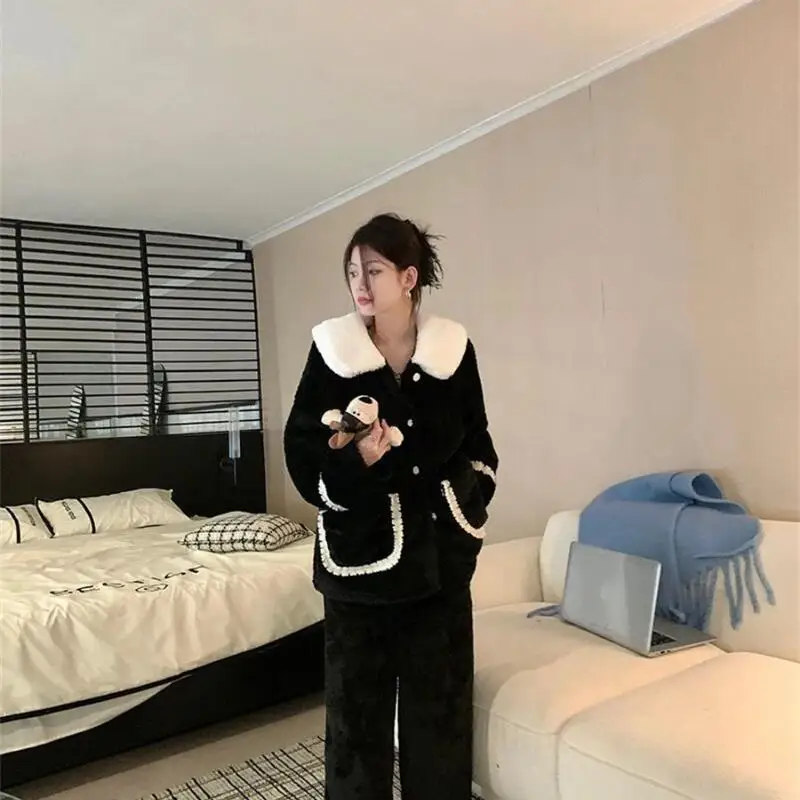 

Women's Clothing Pajama Set Home Set Long Sleeves Pants It's Winter Keep Warm Comfortable Sweet New Model Best Seller