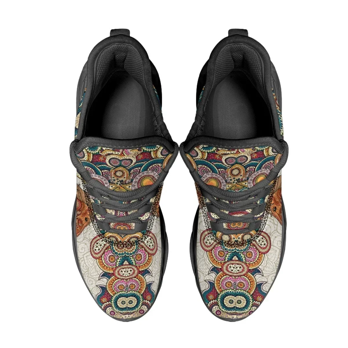 3D Horse Tribe Vintage Design Casual Non-slip Sneakers Breathable Casual Lace-Up Basketball Shoes Trendy Mesh Walking Shoes