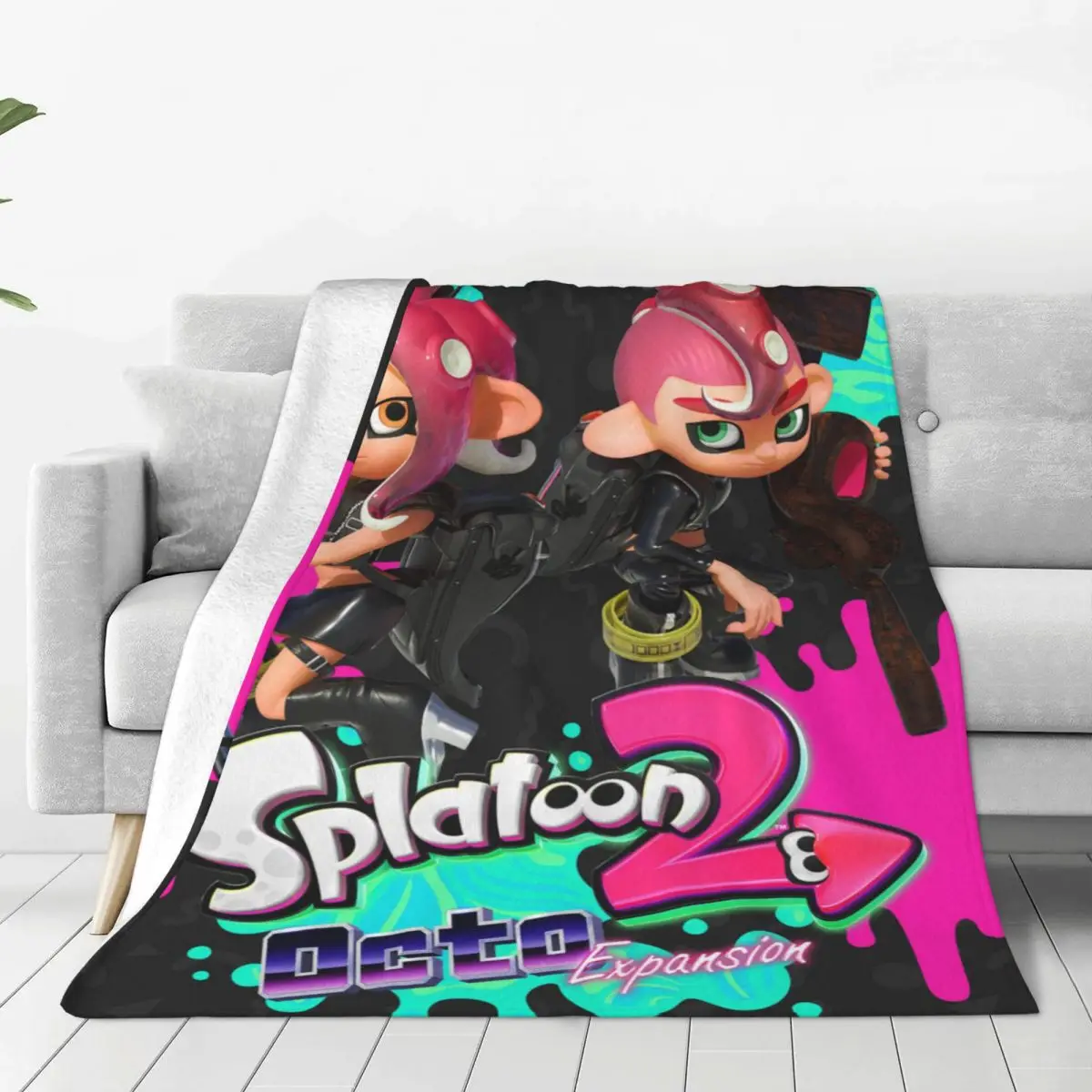 Cute Splatoon Game Blanket Cover Velvet Ultra-Soft Throw Blankets for Airplane Travel Bedroom Quilt