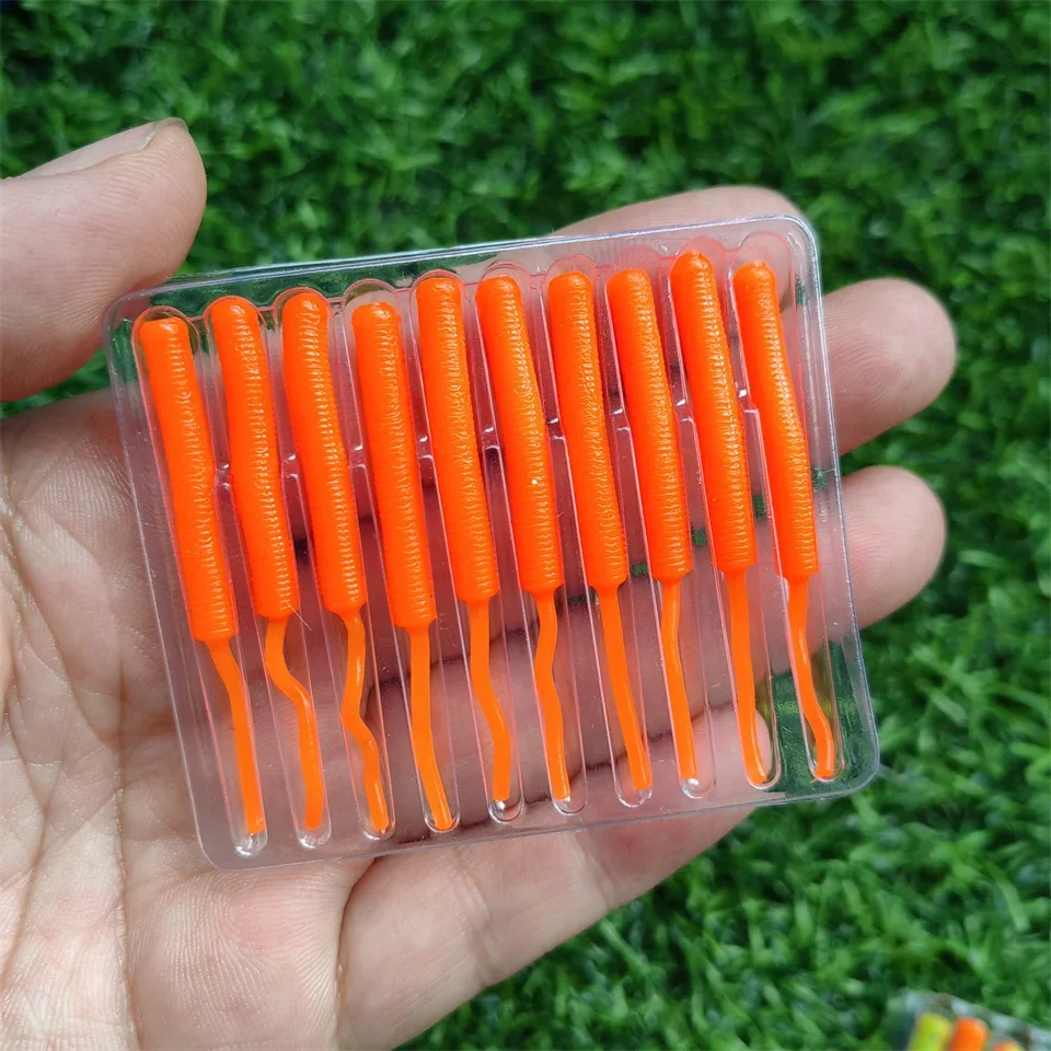 MUKUN Fishing Lure Mini Soft Worm Shrimp Jerkbait 10pcs 0.3g 4cm Ocean Rock Lure Bass Soft Fish Ajing Lure