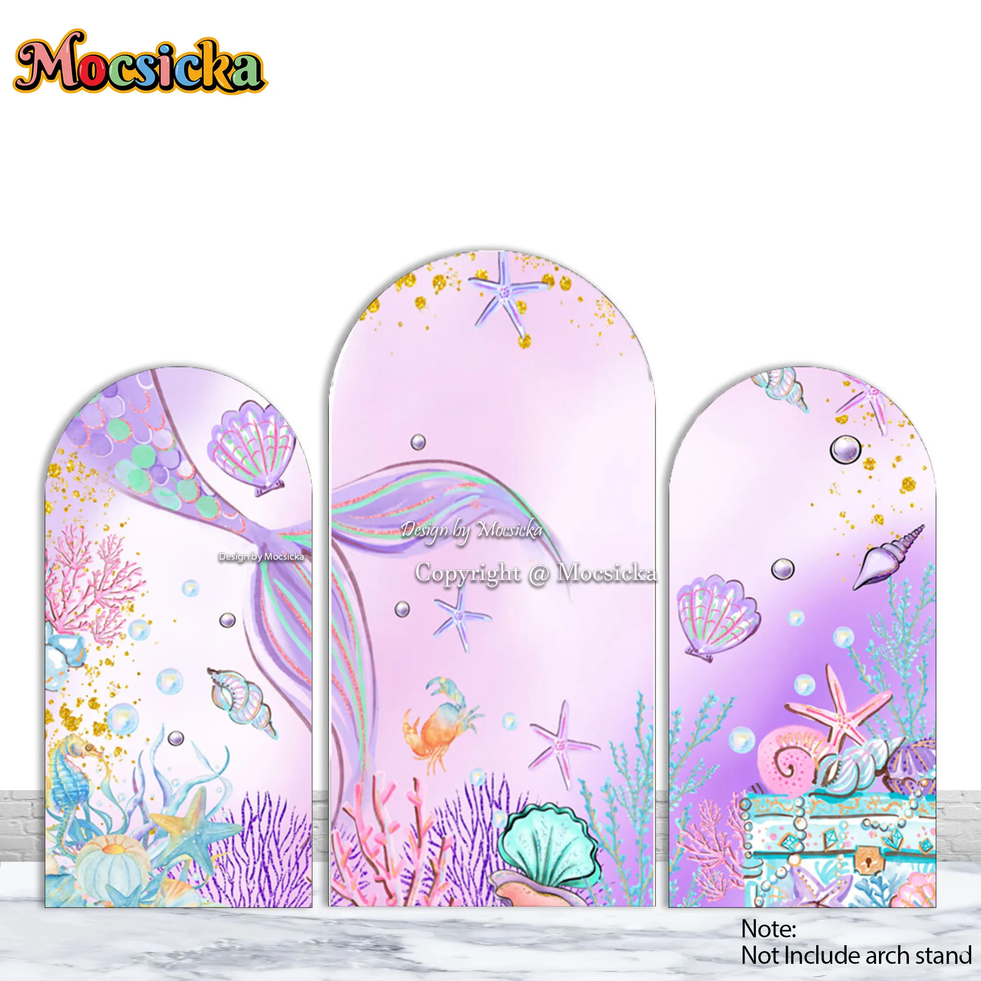 Mocsicka Mermaid Princess Girl 1st Birthday Party Arch Backg