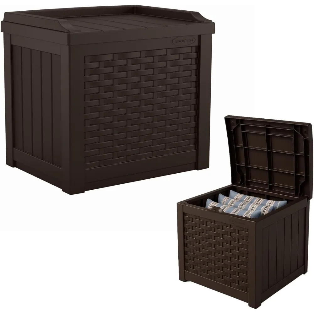 

Всепогодный ящик для хранения на открытом воздухе с сиденьем, 22 галлона, ящик для террасы из смолы для организации патио, бассейна и сада