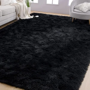 Black Plush Shag Rug area for living room, soft rugs, interior bedroom rugs, non -slip, cute, nursery, children, boys, girls 9 Main Sales Large Room Rug - №9