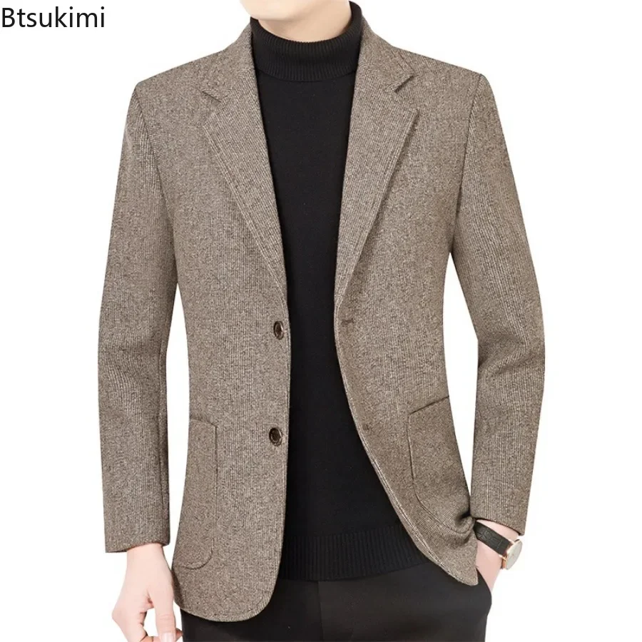 New Men's Business Blazers Jackets Casual Suits Coats Male Autumn Winter  Single-breasted Solid Suits Jacket 2024 Men's Clothing