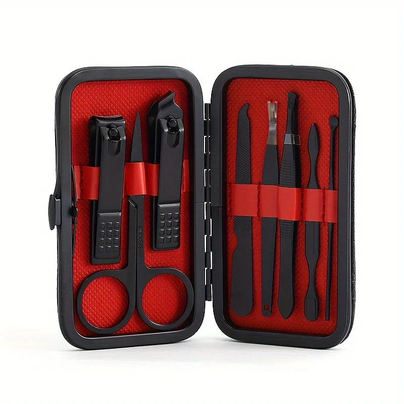 8 pcs Portable Manicure and Pedicure Tool Set Stainless Steel Nail Cutter and Pedicure Scissors Set