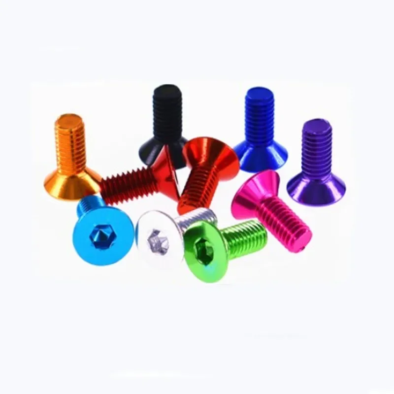 10PCS aluminum flat hex screw M3 m4 m5 m6*8/10/12/15/20/25 colourful aluminum hex hexagon countersunk head screw