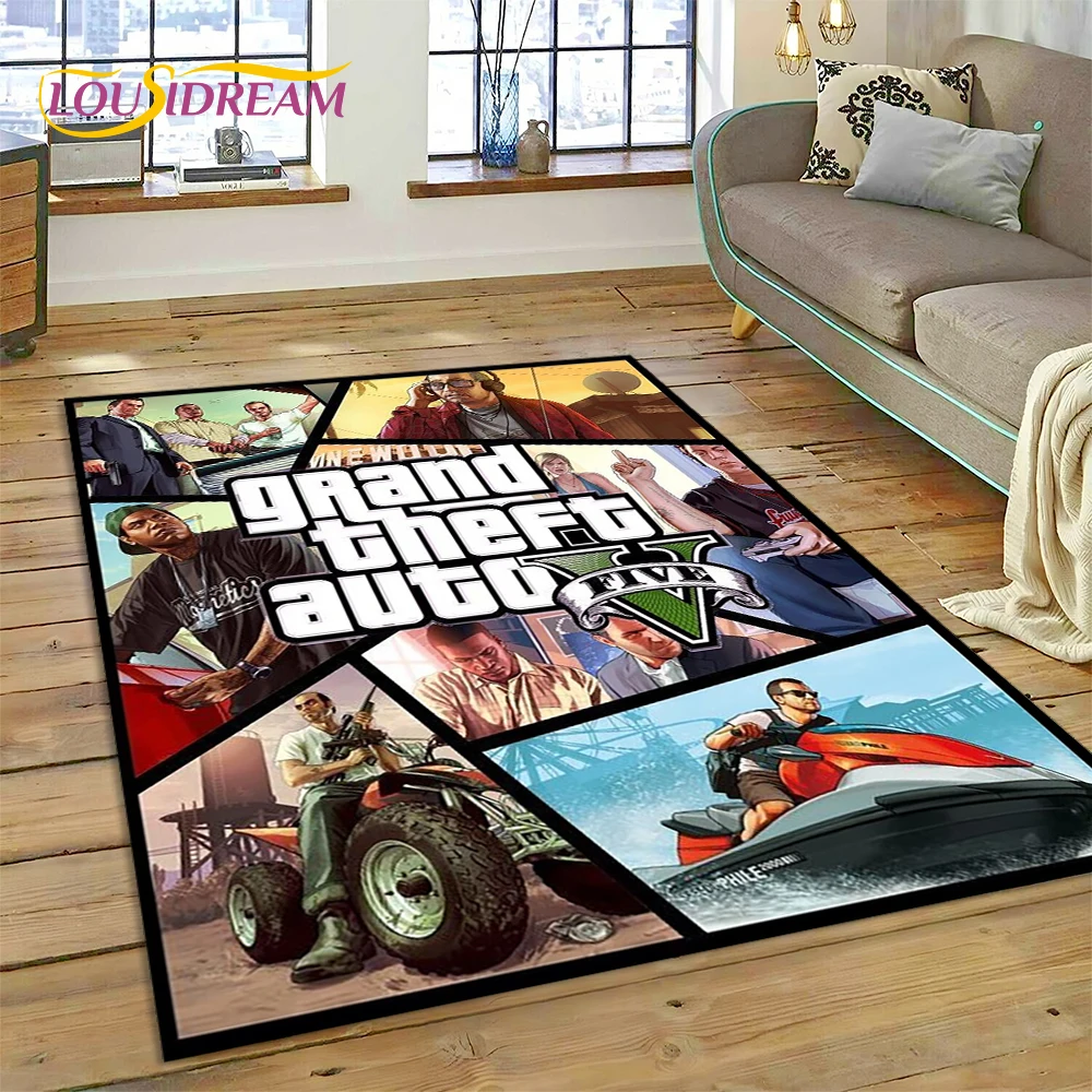 3D GTA Game Grand Theft Auto Gamer Carpet Rug for Bedroom Living Room Home Sofa Decoration,Children Game Large Decor Floor Mat