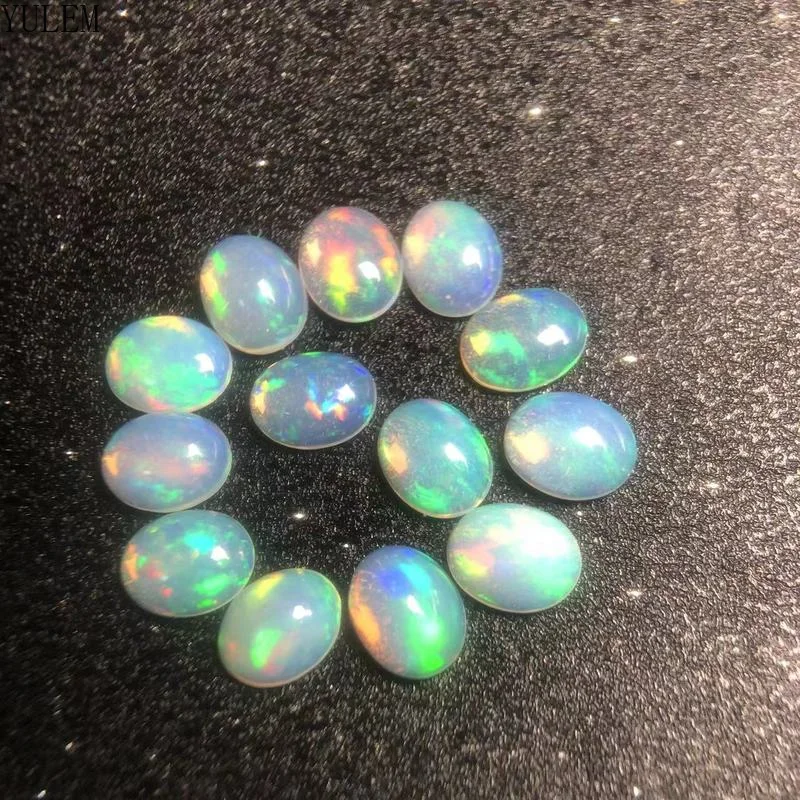 

No Hole natural Opal Oval Flat Back 8x10mm Loose Gem Stone Jewelry Findings Fit DIY Handmade Ring Fittings