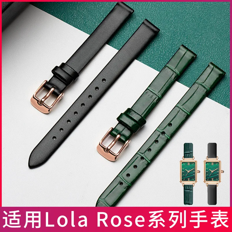 Genuine Leather Bracelets Super Thin 10mm 12mm 13mm 14mm 15mm green brown white pink Watch Strap pin Buckle Watch accessories