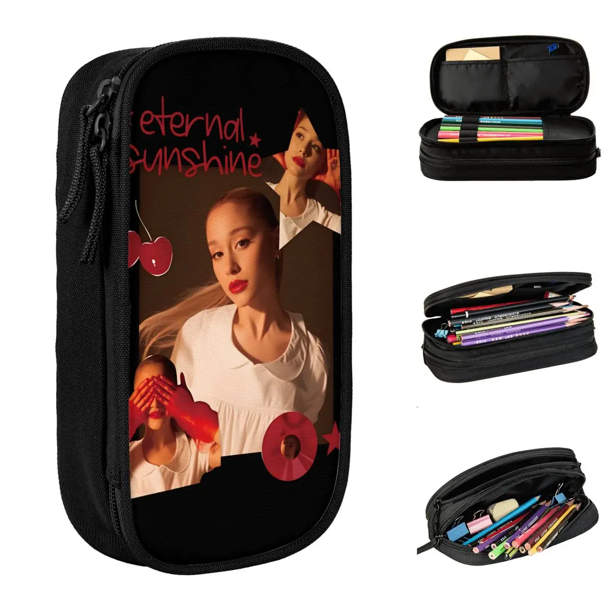 Cute Arianas Grandes The Eternal Sunshine 2026 Pencil Cases for Student Large Storage Pencil Bags School Supplies Accessories