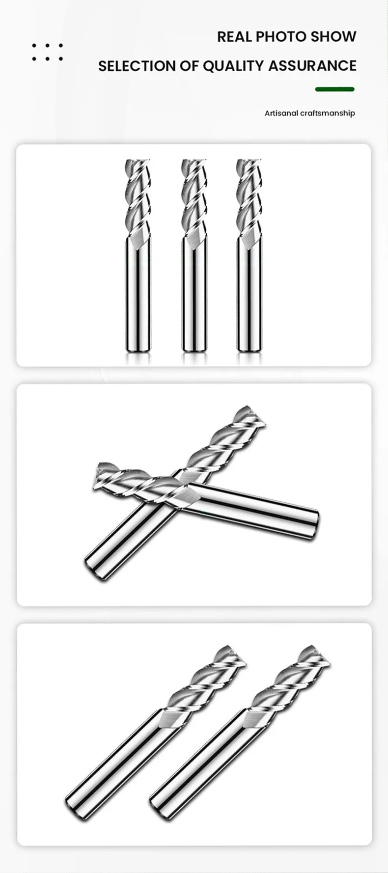 Fräser mit Legierungsbeschichtung, Wolframstahlwerkzeug für Aluminium-CNC-Bearbeitung, HRC55, 3-Klingen-Endfräser, Holzfräser – Detail 15