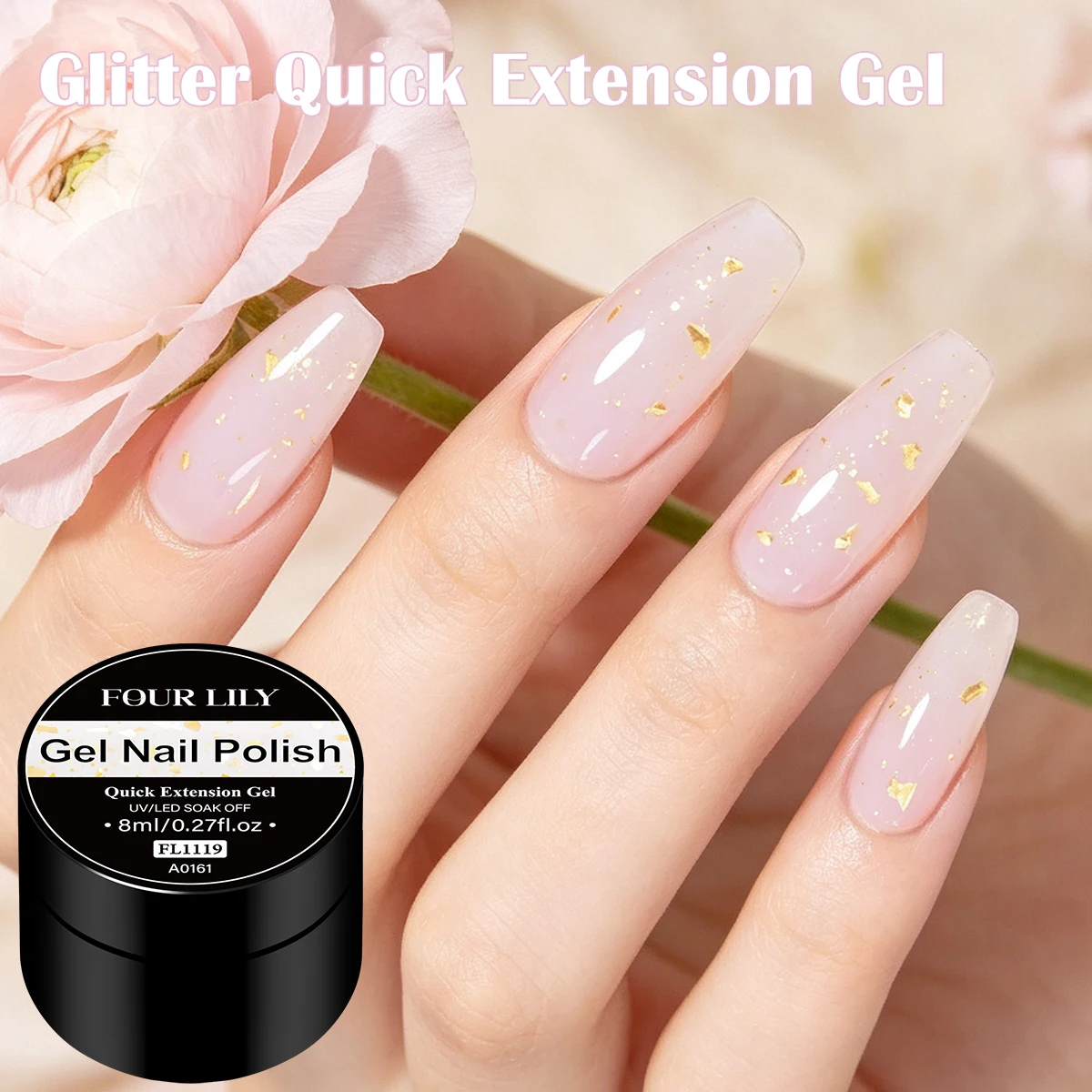 8ml Glitter Quick Extension Na - огляд і ціна Gold Foil Flakes