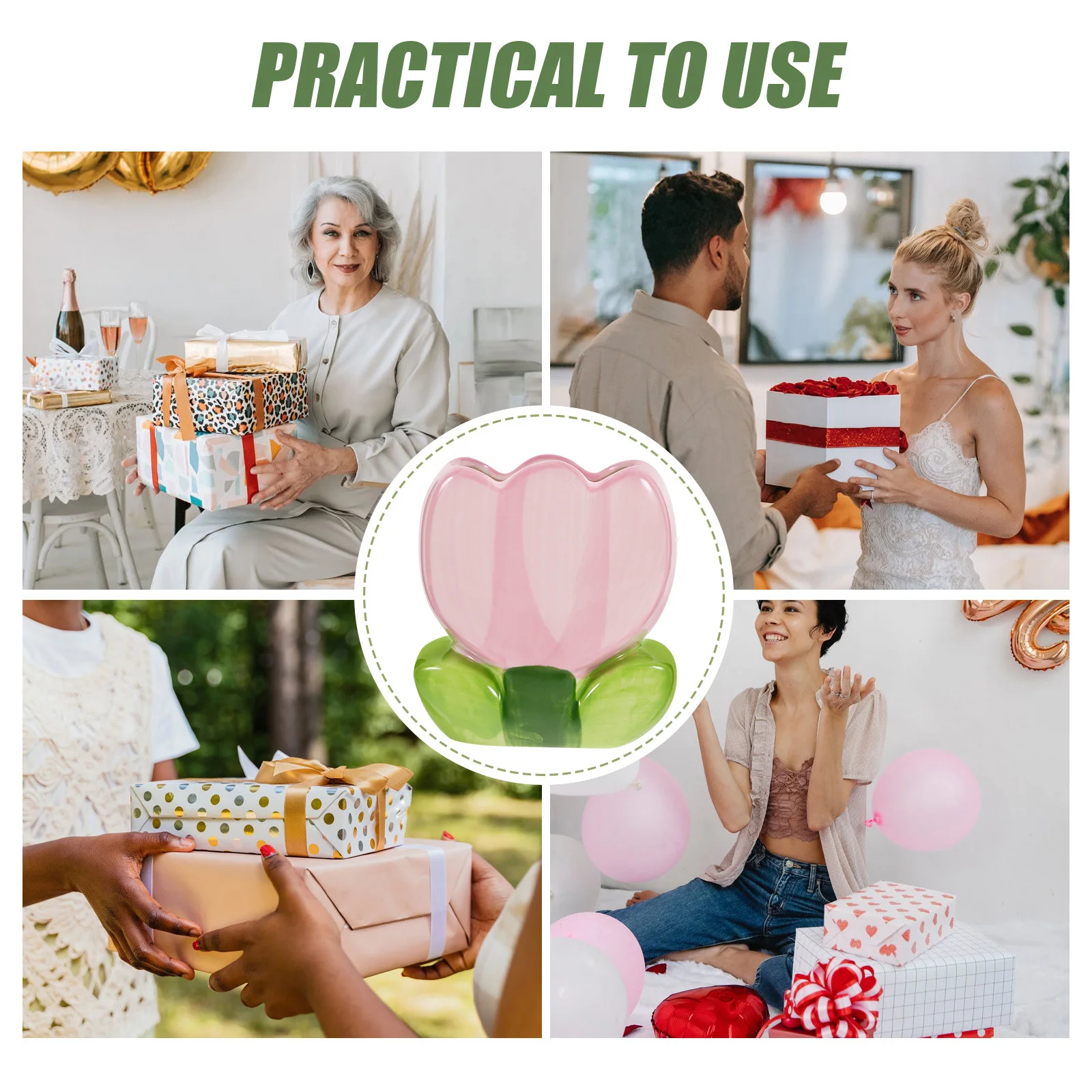 

Ceramic Tulip Makeup Brush Holder Large Capacity Pen Cup Desktop Organizer Stylish Vanity Accessory Makeup Brush Holder