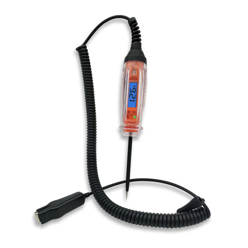 Voltmeter Test Pen Automotive Test Light 3-60V Measurement 0.1V Resolution 3.6m Spring Cable Polarity LED Indicators
