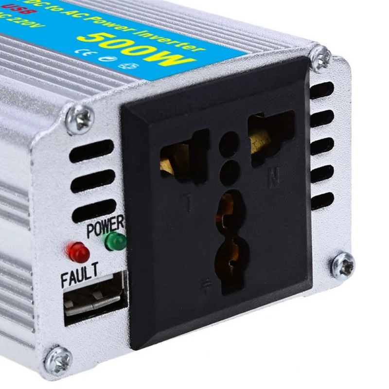 

500W 12V To 220V Modified Wave DC To AC USB Port LED Light Display Portable Power Voltage Converter Car Converter Inverter