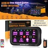 Auxbeam 범용 RGB 8 갱 스위치 패널(앱/원격 제어 전자 릴레이 시스템(단면 콘센트) 포함) 자동차 SUV UTV ATV용 1