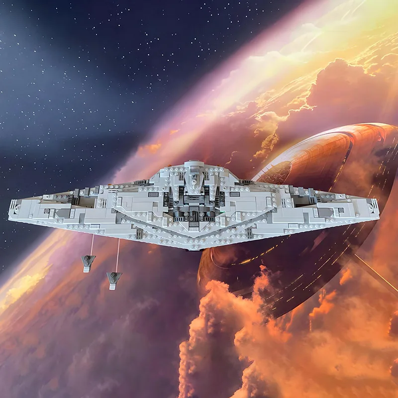 Nuevo MOC, el líder supremo, barco con bandera de Snoke, supremacia del último nave espeluznante Jedi, bloques de construcción, juguetes de bloques de montaje DIY